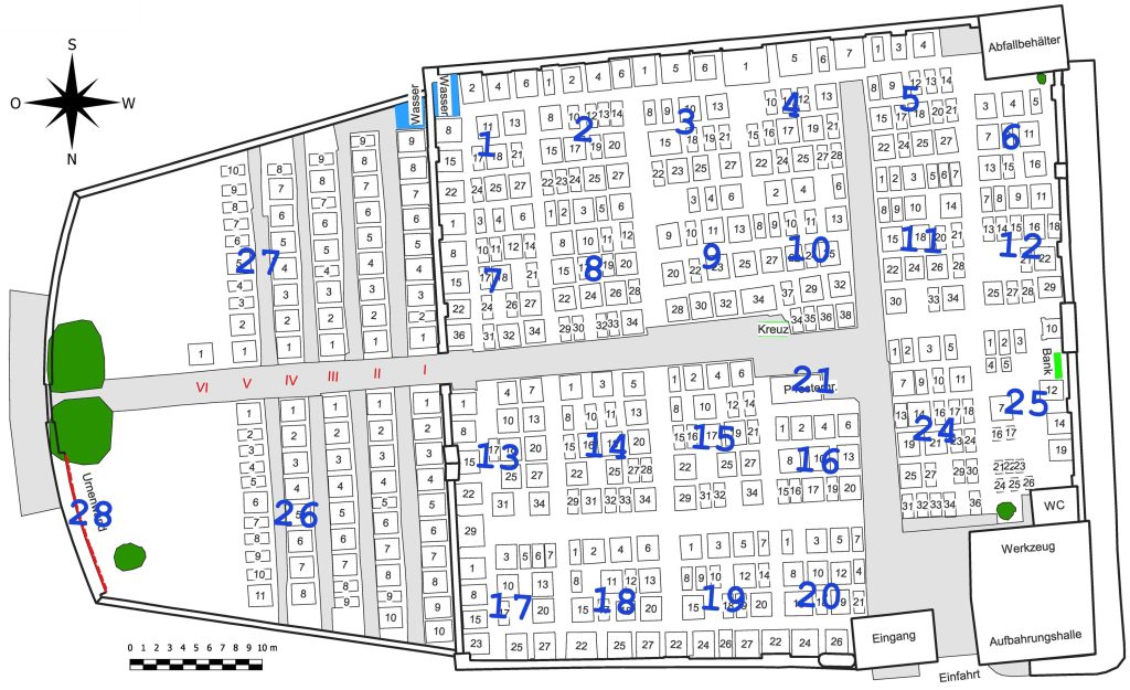 Stufenplan, Friedhofsplan, Gräberplan, Friedhofskataster